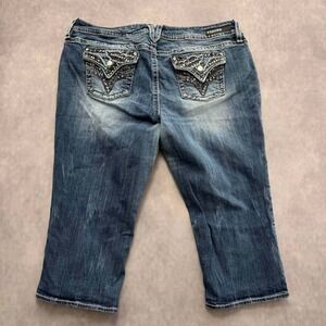 Vigoss The New York Capri Women 22 Blue Excellent Embellished Y2K Thick Stitch